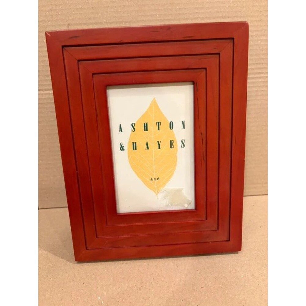 Vintage Ashton Hayes Red Picture Frame 4x6 Rustic Farmhouse Wood Photo Display